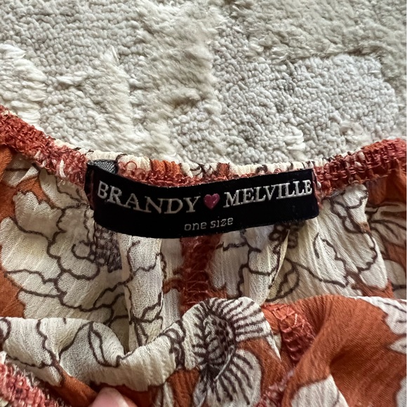 RARE Brandy Melville Orange Floral Sheer Vodi Shorts - Picture 3 of 5